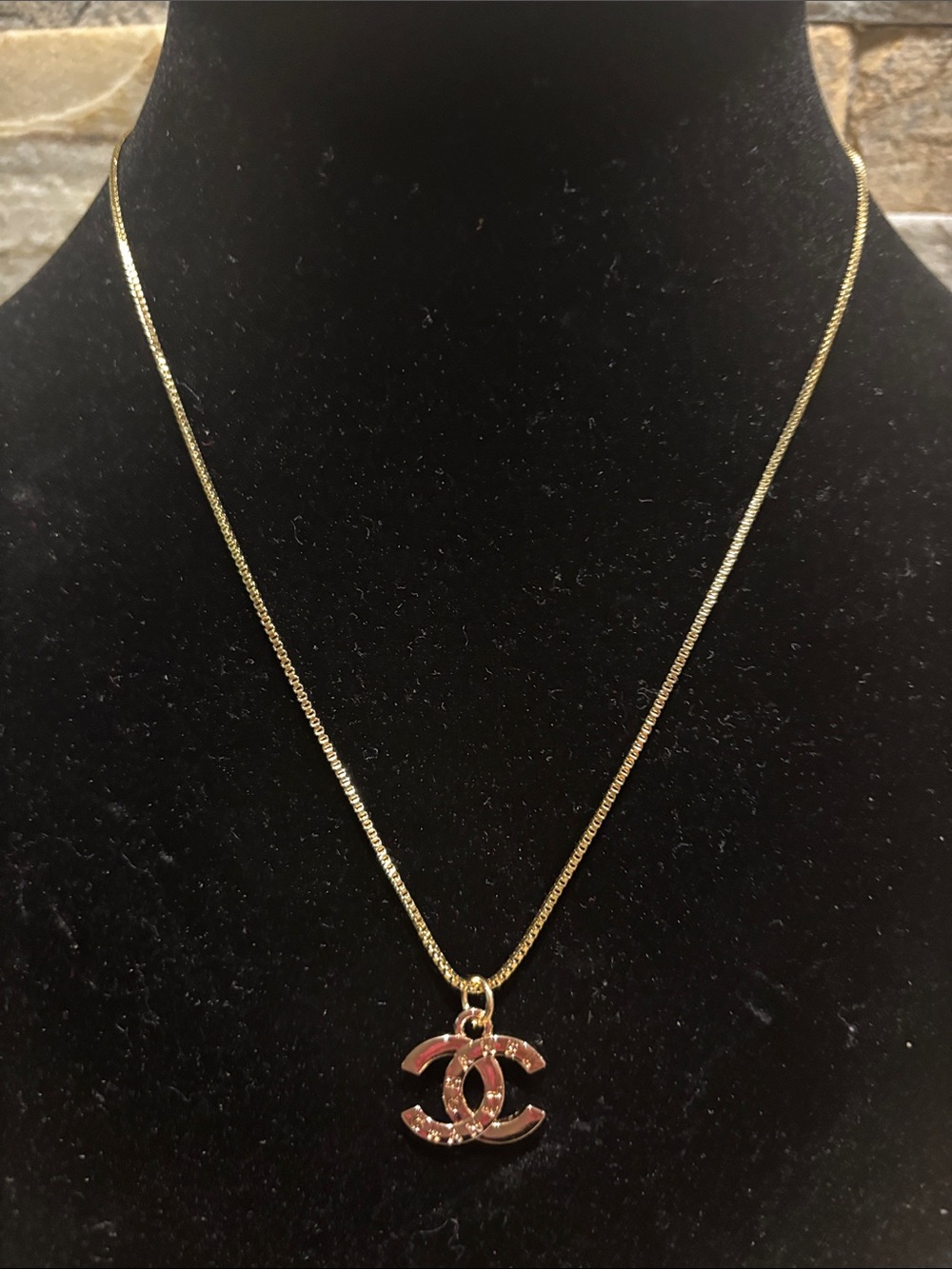 Gold Chain Necklace with Double C Pendant